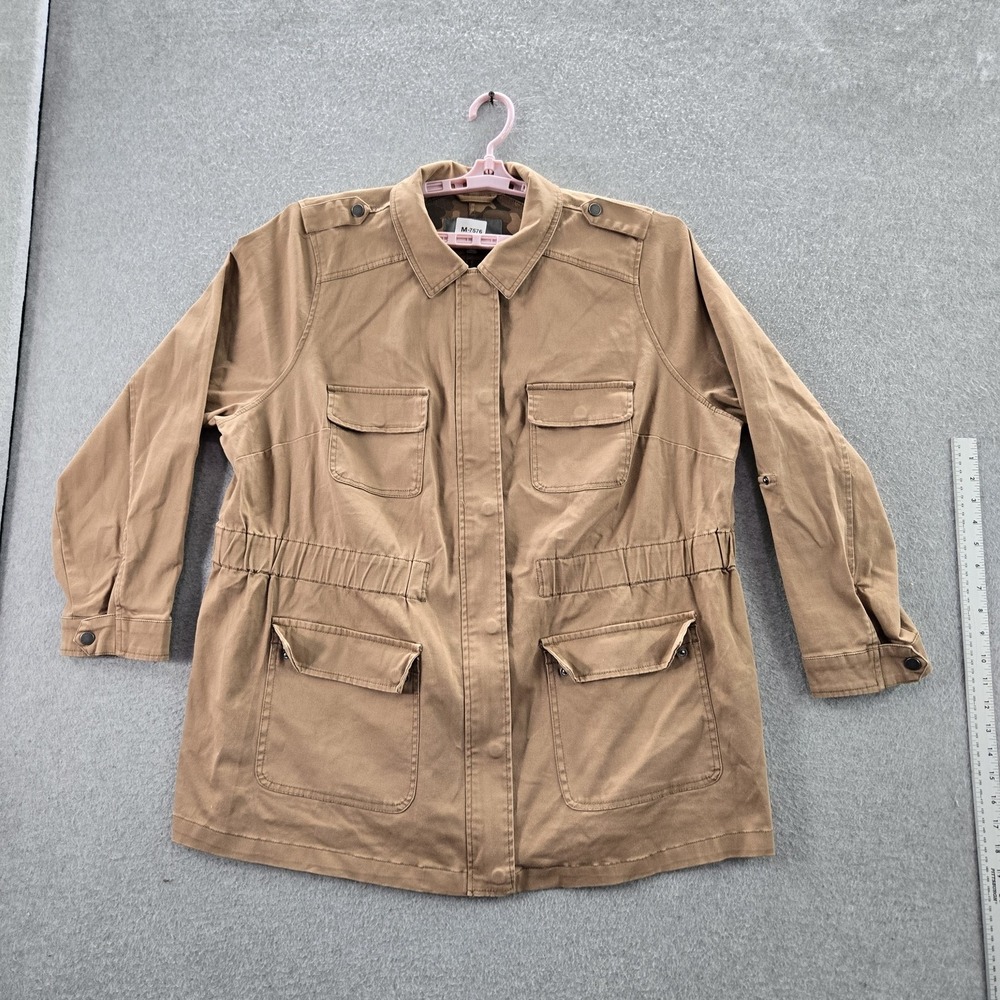Torrid Women Jacket 3 Tan Twill Utility‎ Button Long Sleeve